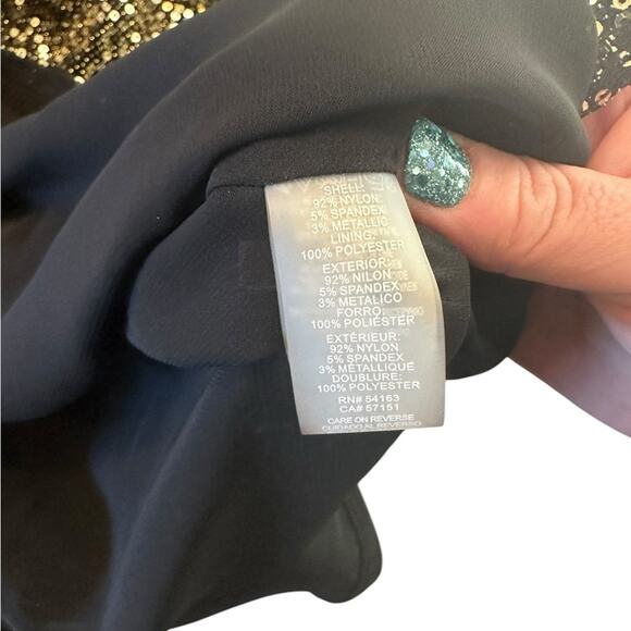 Calvin Klein Gold Sparkle Draped tank top petite large holiday new year - Picture 7 of 8